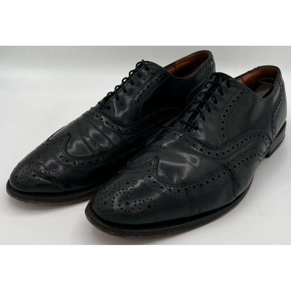 Allen Edmonds Lloyd Black Leather Wingtip Brogue Oxford Dress Shoe Mens 10.5 D